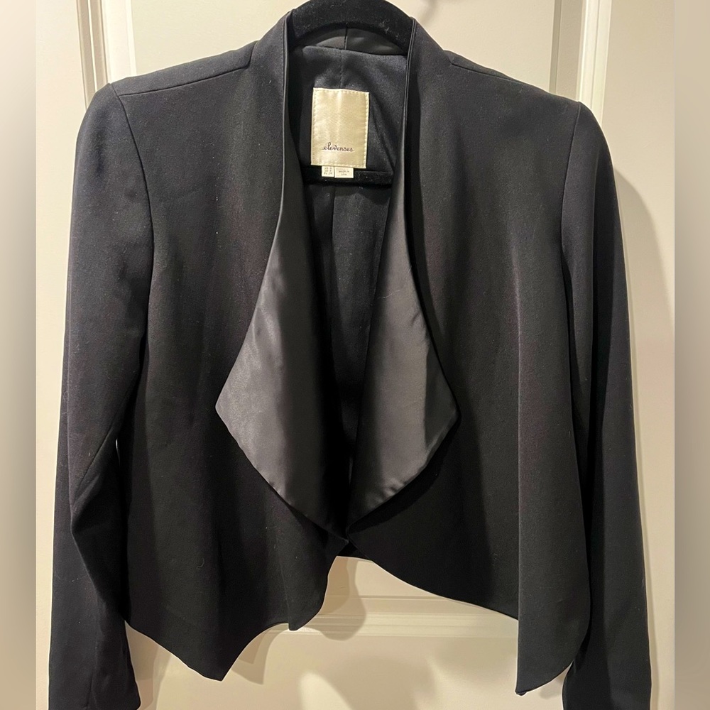 Anthropologie Black Draped Front Jacket | Size 4 |